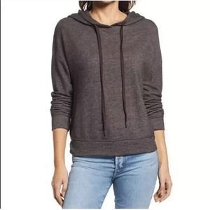 Everleigh Ultrasoft Knit Hooded Sweatshirt Women's Medium Heather Brown NWT